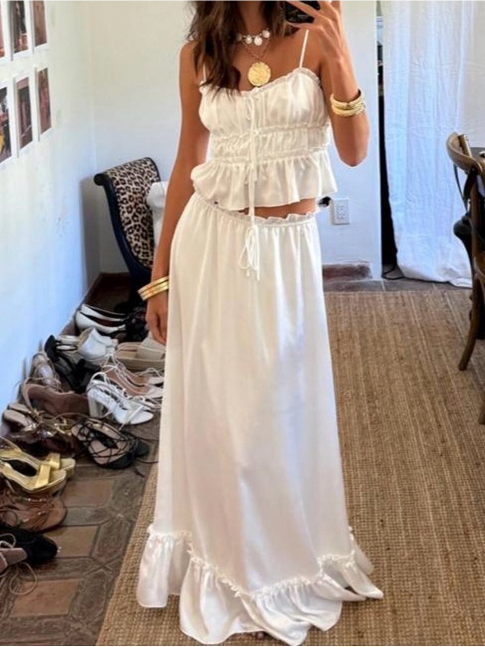 Women’s White Maxi Skirt Set